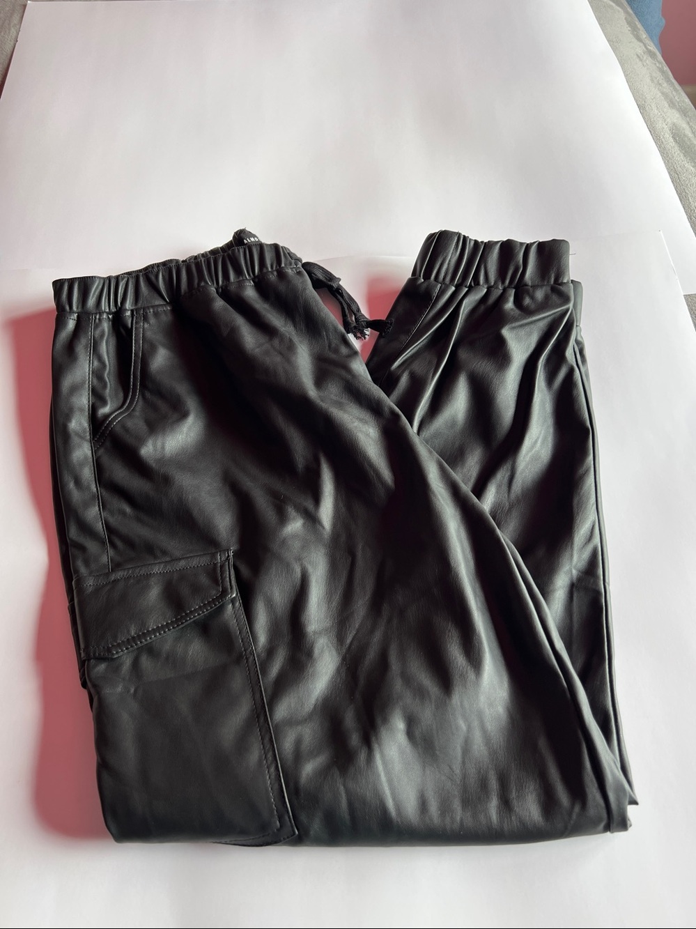 Almost Famous Cargo Faux Leather Jogger Pants Size XL. Goth SOFT